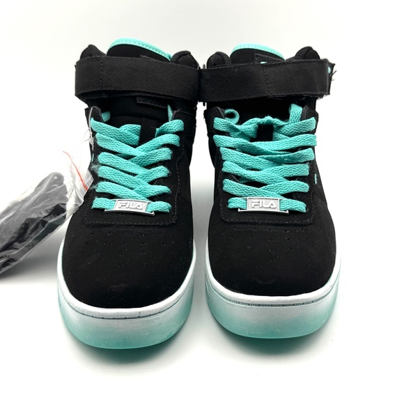 NWOT FILA V10 Lux Color Fade High-top Sneakers Black/Teal Velcro Lace-up Sz 6.5 - Picture 4 of 9